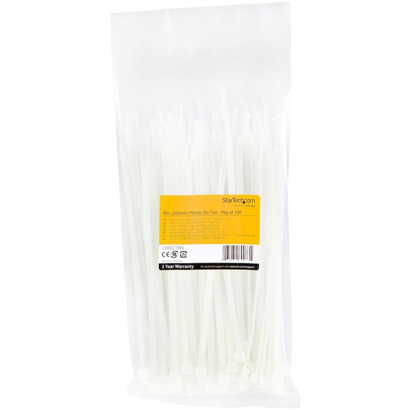 Attaches pour câble en nylon Startech CBMZT8N Blanc (100 Unités)