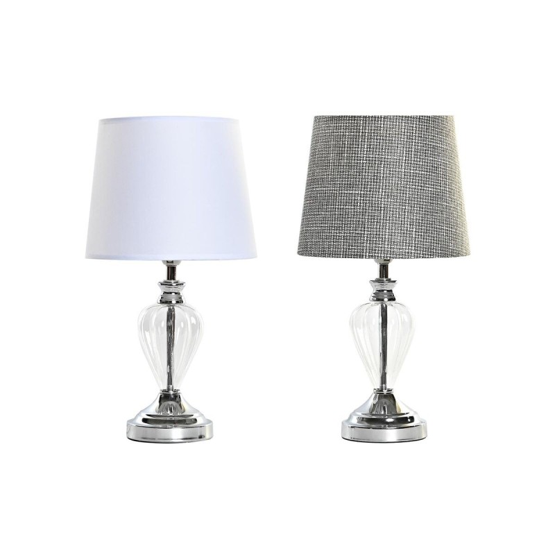 Lampe de bureau Home ESPRIT Blanc Gris Métal Verre 20 x 20 x 37 cm (2 Unités)