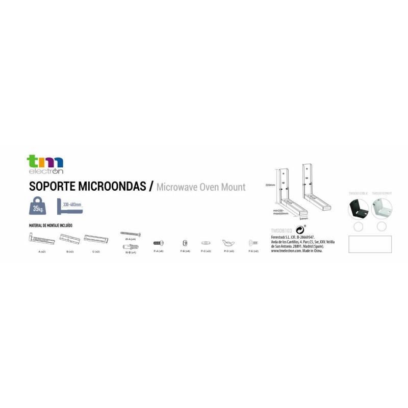 Support pour micro-ondes TM Electron Noir 35 kg