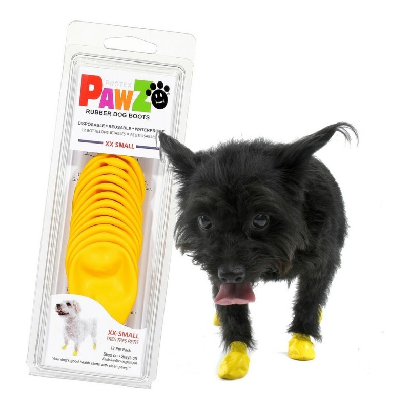 Bottes Pawz Chien 12 Unités Jaune Taille XXS