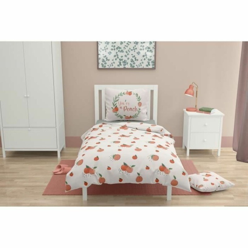 Parure de couette Roupillon peach 140 x 200 cm Blanc 2 Pièces