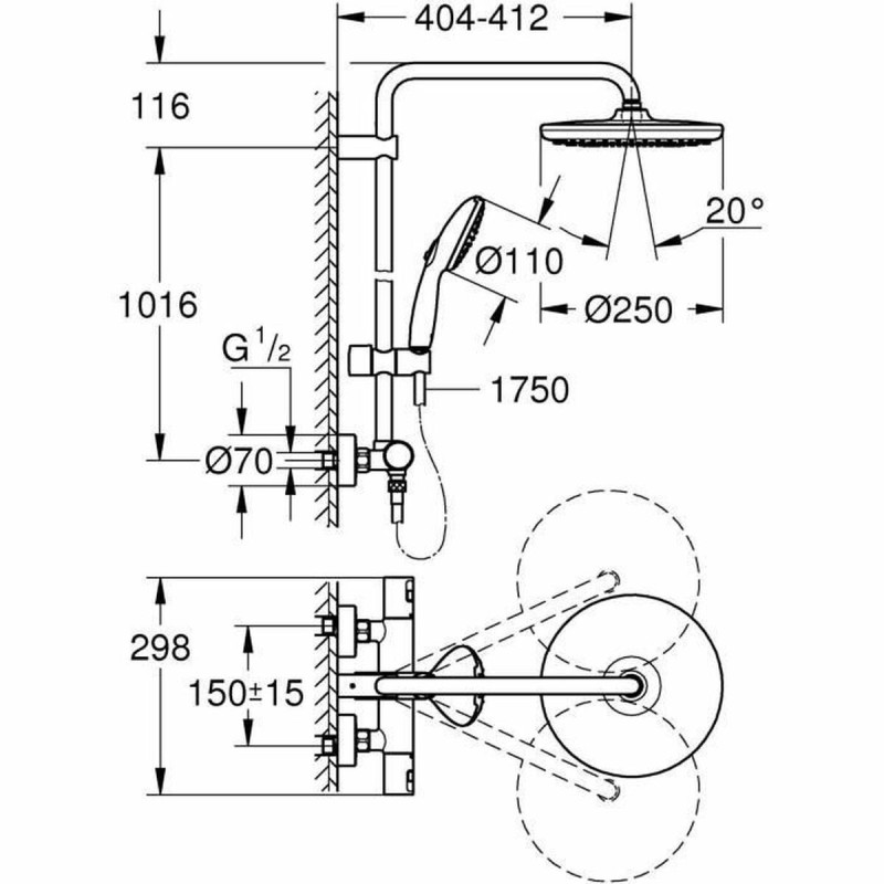 Colonne de douche Grohe Vitalio Start System 250