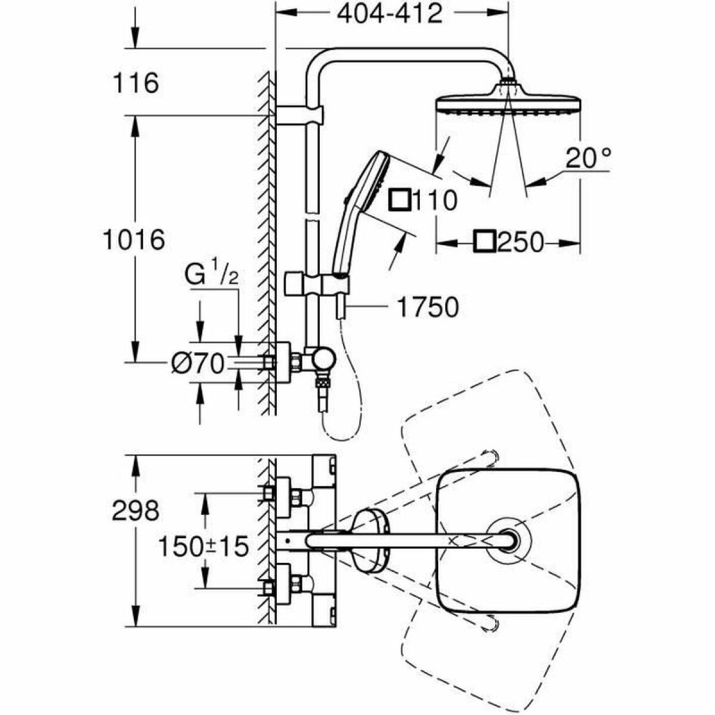 Colonne de douche Grohe Vitalio Comfort