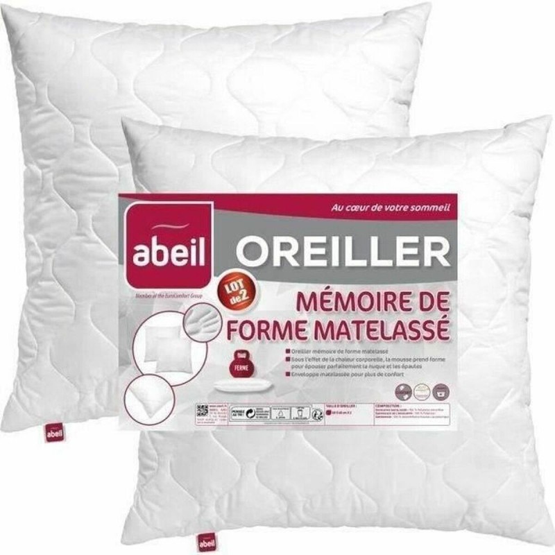 Oreiller Abeil Memory Blanc 60 x 60 cm