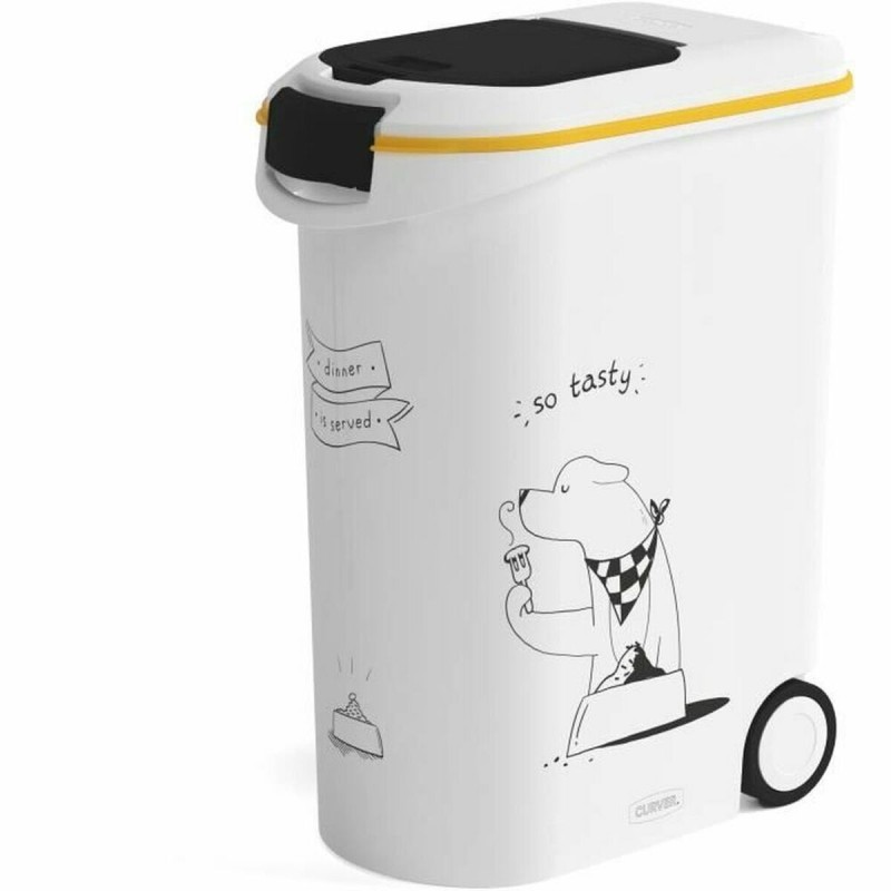 Boîte d'aliments pour animaux Curver 794096 Avec des roues Blanc Plastique 20 kg 54 L 49