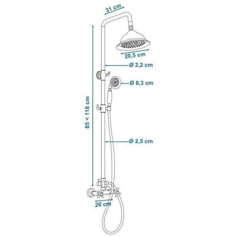 Colonne de douche Rousseau Gris Bronze Acier inoxydable