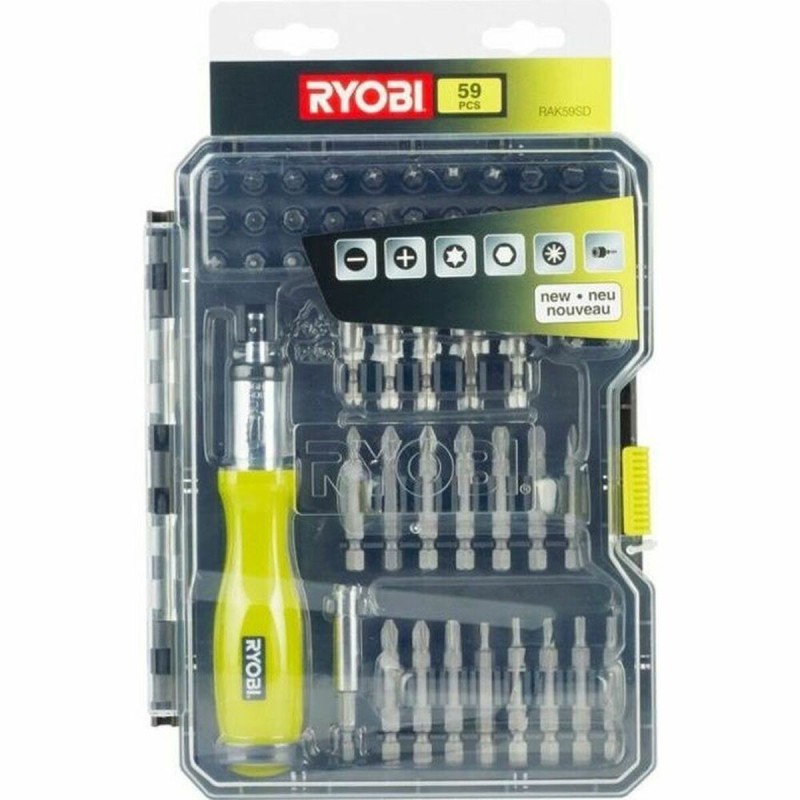 Jeu d'embouts avec tournevis Ryobi RAK59SD 59 Pièces Plate Pozidriv Torx