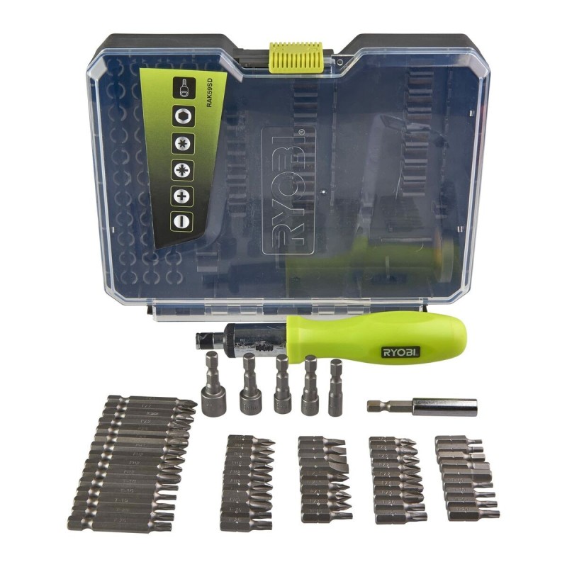 Jeu d'embouts avec tournevis Ryobi RAK59SD 59 Pièces Plate Pozidriv Torx