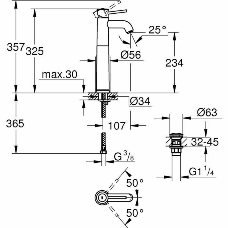 Siphon d'Évier Grohe Métal