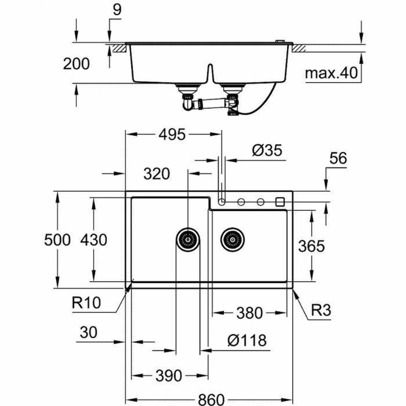 Évier double Grohe K500