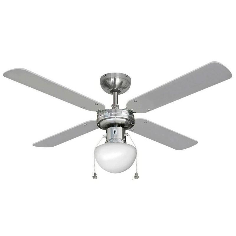 Ventilateur de Plafond avec Lumière EDM 33801 Caribe Argenté 50 W