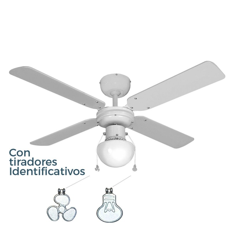 Ventilateur de Plafond avec Lumière EDM 33800 Caribe Blanc 50 W