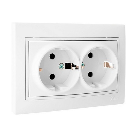 Socle de prise Solera Europa erp60/2u Double Obturateur Blanc Intégré 250 V 16 A