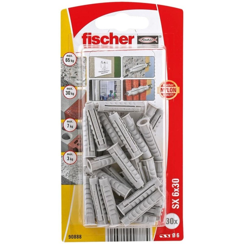 Crampons Fischer SX 90888 Nylon 6 x 30 mm (30 Unités)