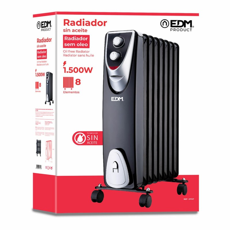 Radiateur EDM 07127 Black Edition Noir/Gris 1500 W