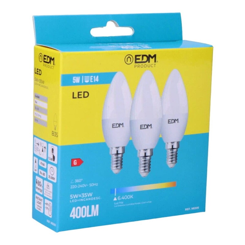 Pack de 3 ampoules LED EDM 98205 G 35 W 5 W 50 W E14 400 lm Ø 3