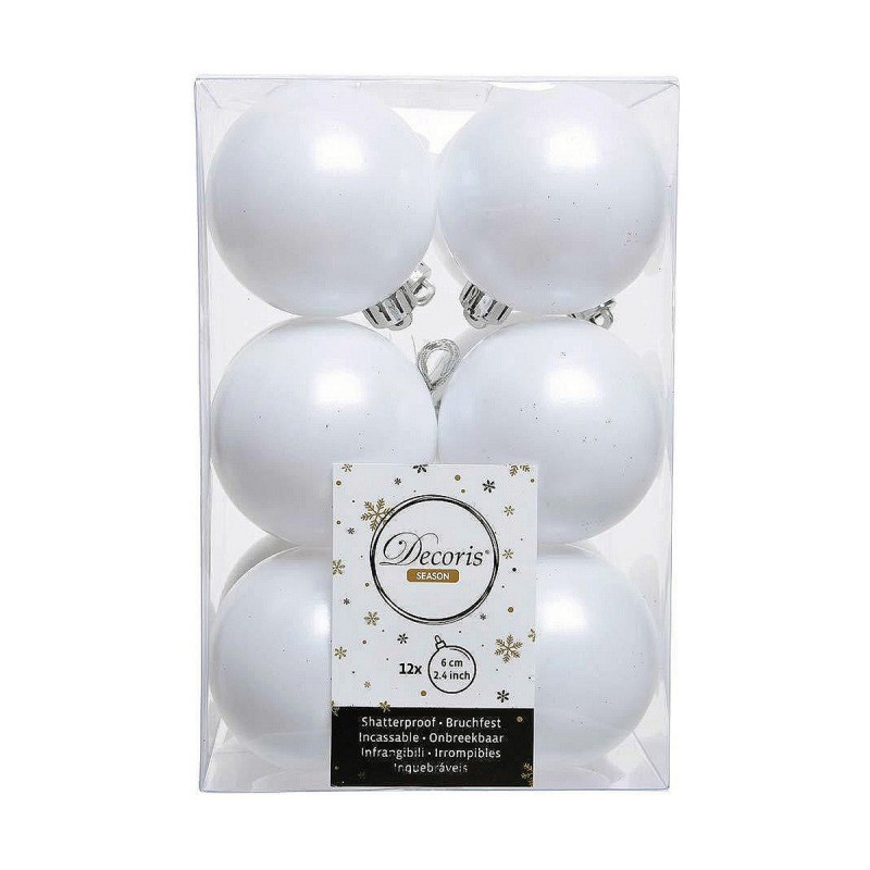 Boules de Noël Decoris Blanc Plastique 12 Unités