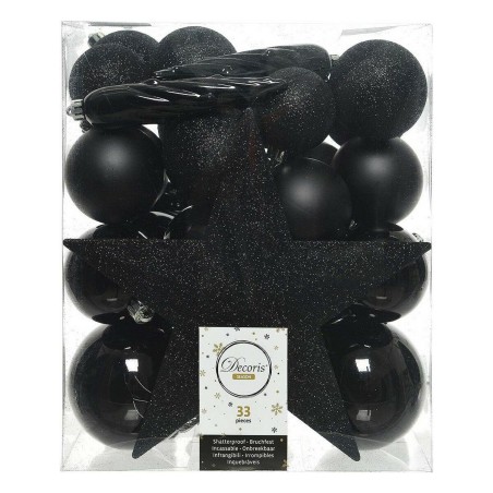 Boules de Noël Decoris Noir Plastique