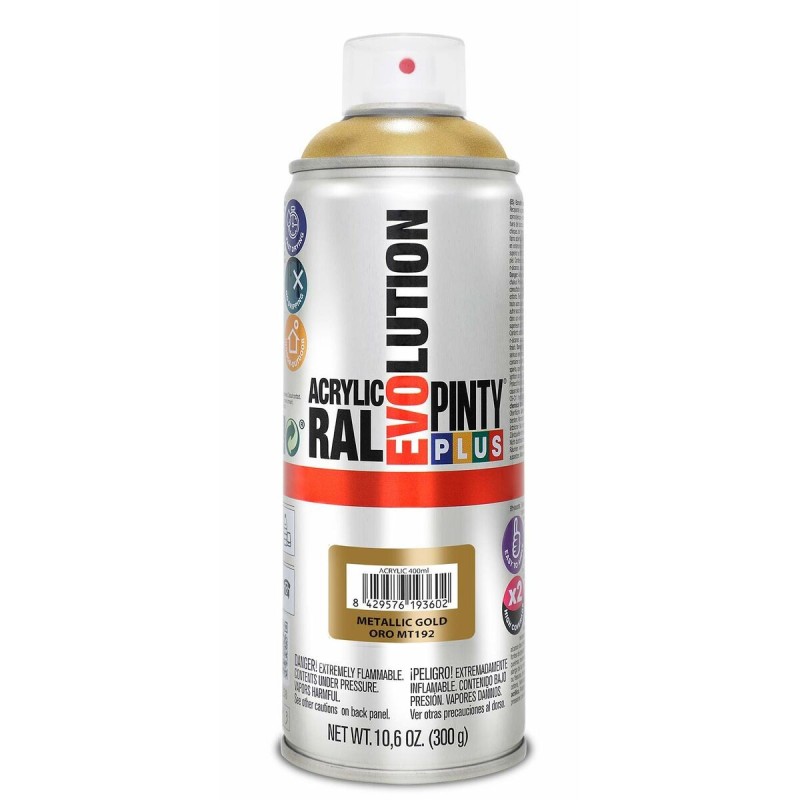 Peinture en spray Pintyplus Evolution MT192 Métallisé 400 ml Or