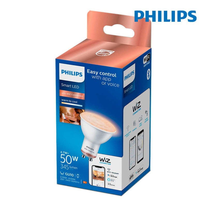 Ampoule LED Dichroïque Philips Wiz Blanc F 4,7 W GU10 345 Lm (2700 K) (2700-6500 K)