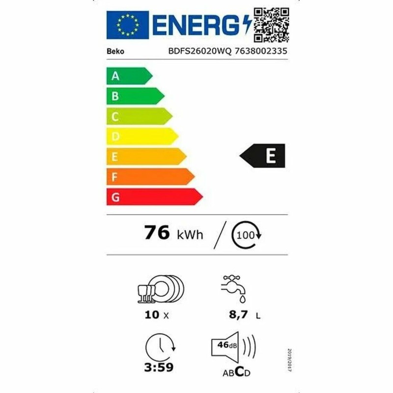 Lave-vaisselle BEKO BDFS26020WQ 45 cm