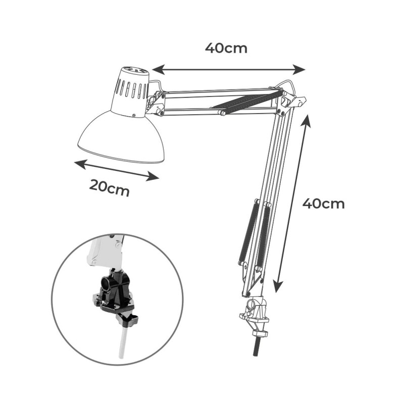 Lampe de bureau EDM 30080 Melbourne Blanc Métal 60 W 24 x 98 cm E27 Flexo/Lampe de bureau