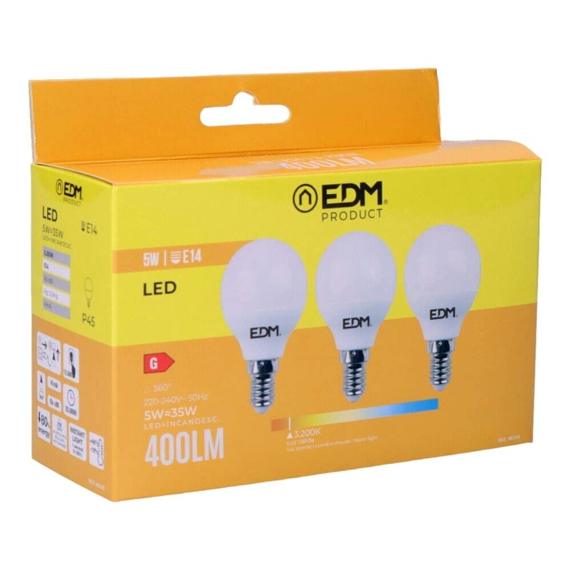 Pack de 3 ampoules LED EDM 98200 G 35 W 5 W 50 W E14 400 lm Ø 4