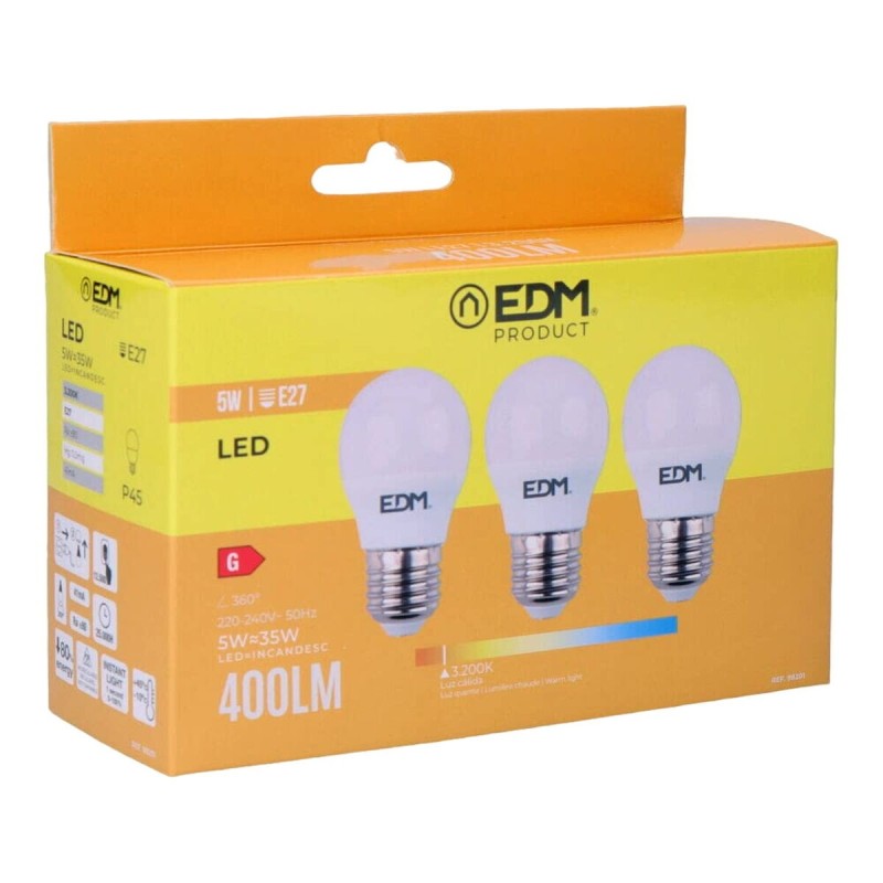 Pack de 3 ampoules LED EDM 98201 G 35 W 5 W 50 W E27 3200 Lm Ø 4