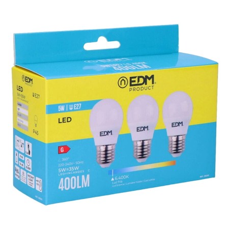 Pack de 3 ampoules LED EDM 98203 G 35 W 5 W 50 W E27 400 lm Ø 4