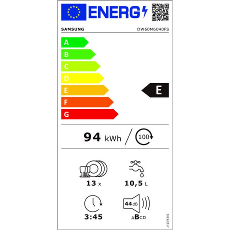 Lave-vaisselle Samsung DW60M6040FS/EC Acier 60 cm