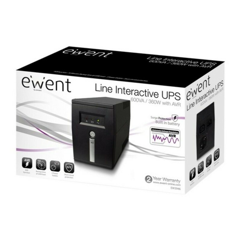 Système d'Alimentation Sans Interruption Interactif Ewent EW3946 360W Noir 360 W 600 VA