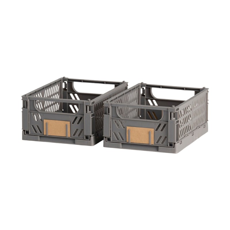 Jeu de Caisses de Rangement Empilables Gris foncé 25 x 16