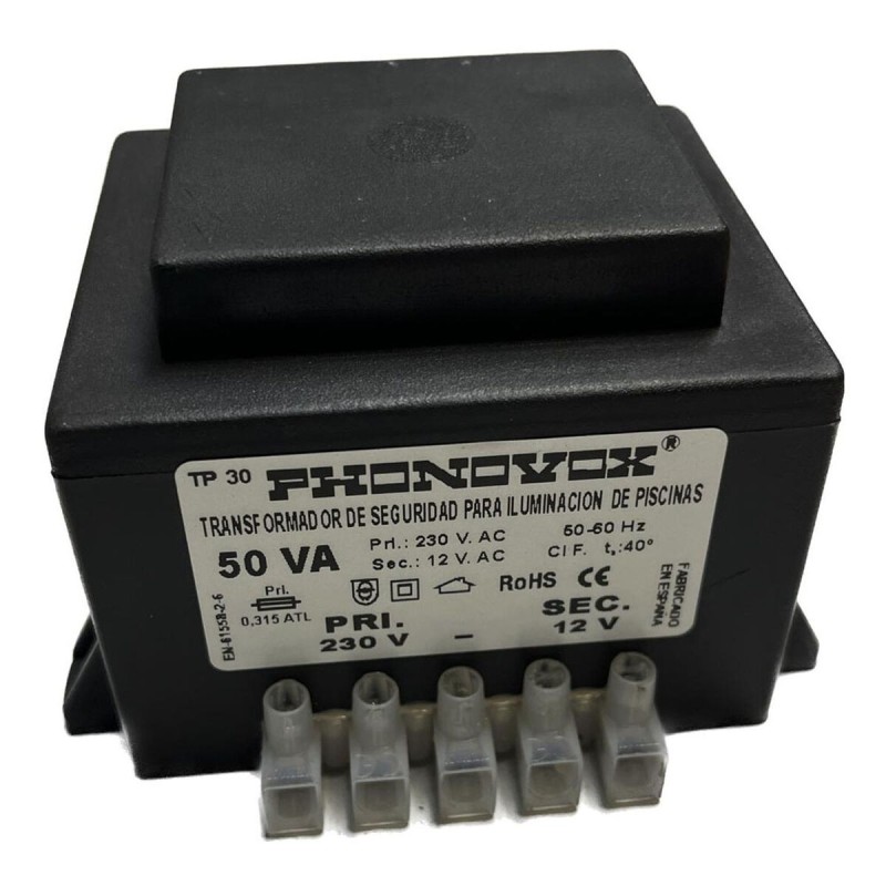 Transformateur de sécurité pour l'éclairage des piscines PHONOVOX tp31050 50 VA 12 V 230 V 50-60 Hz 9