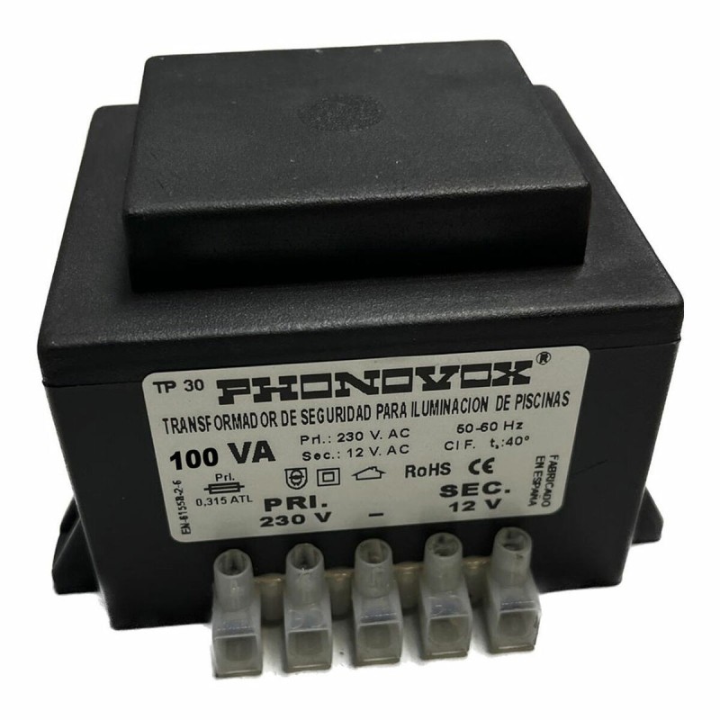 Transformateur de sécurité pour l'éclairage des piscines PHONOVOX tp31100 100 VA 12 V 230 V 50-60 Hz 9