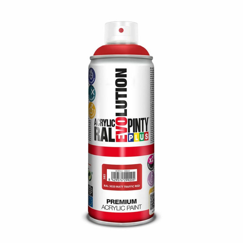 Peinture en spray Pintyplus Evolution RAL 3020 Traffic Red 400 ml Mat