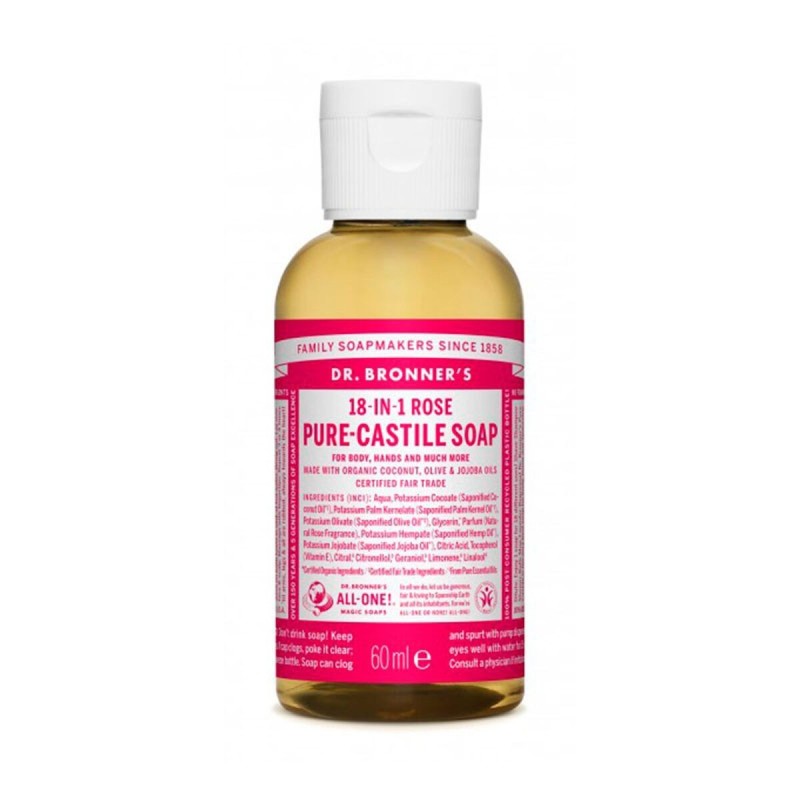 Savon liquide Dr Bronner's 60 ml Roses