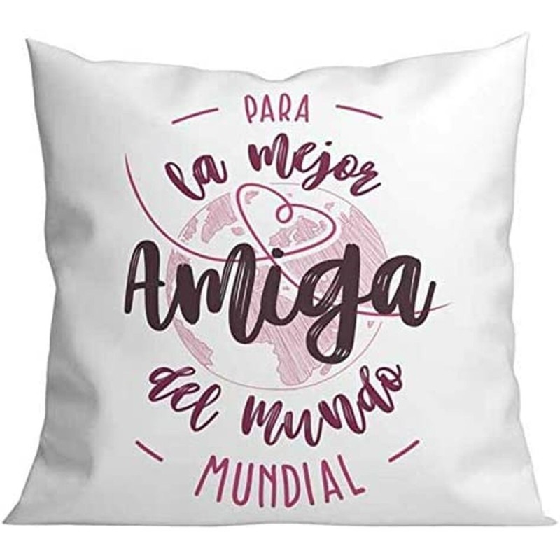 Coussin Roymart PARA LA MEJOR AMIGA DEL MUNDO Blanc Rose 40 x 40 cm