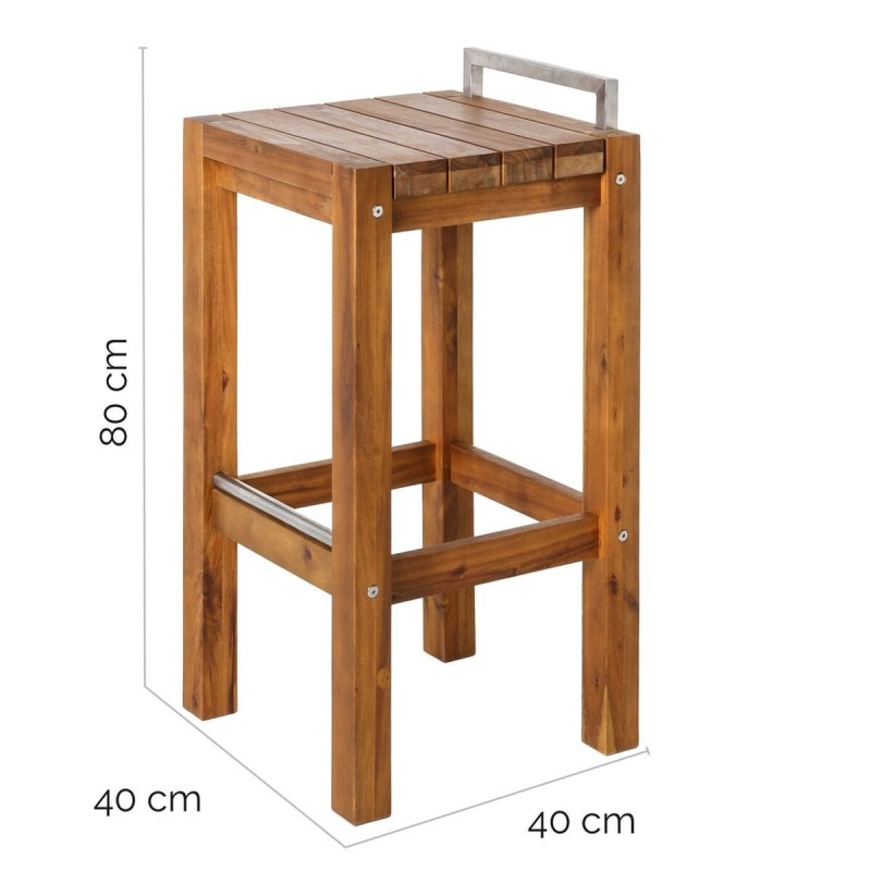 Tabouret Norah Bois Acier inoxydable 40 x 40 x 80 cm