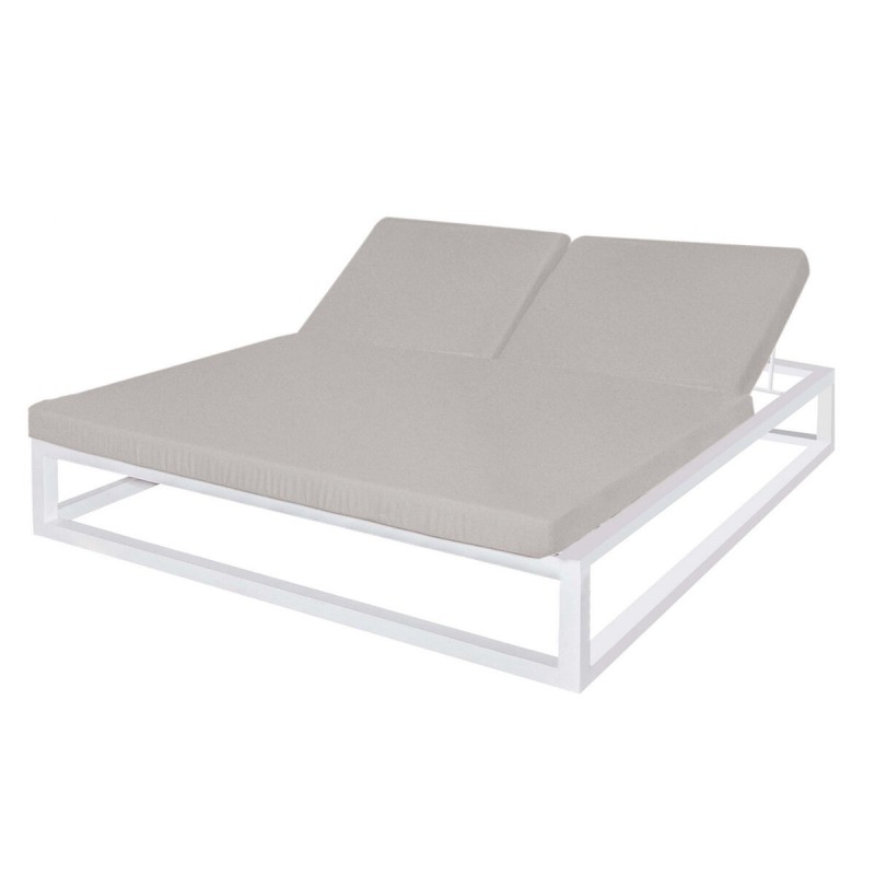 Chaise longue Luana Double 180 x 200 x 43 cm Blanc Gris acier