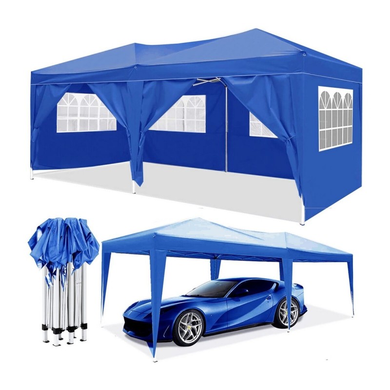 Pergola Gazebo Acier 600 x 300 x 260 cm Bleu