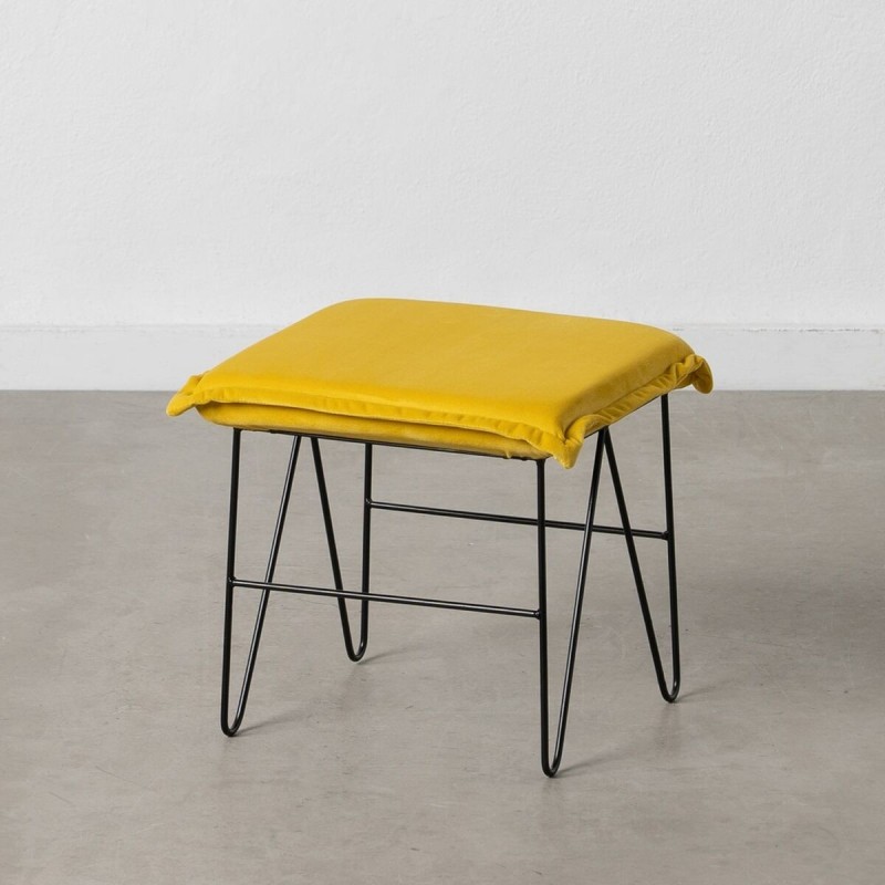 Pouf Tissu Synthétique Métal Jaune 40 x 40 x 35 cm