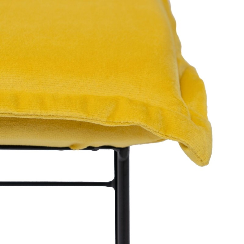 Pouf Tissu Synthétique Métal Jaune 40 x 40 x 35 cm