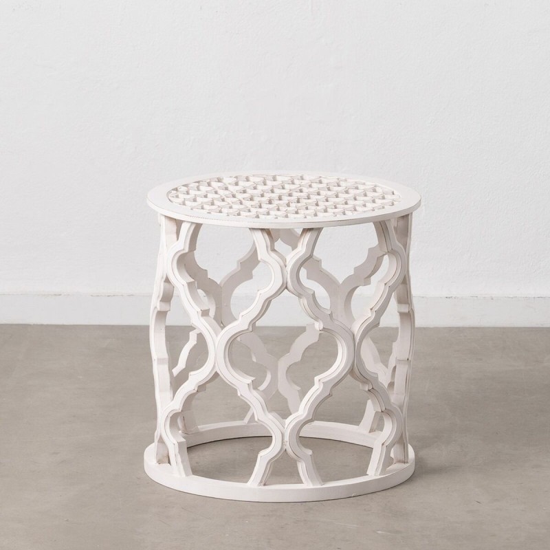 Table d'appoint Blanc Bois MDF 50 x 50 x 52 cm DMF