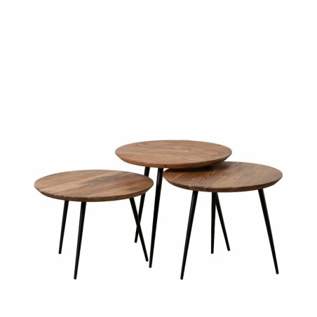 Jeu de 3 tables Noir Naturel 50 x 50 x 45 cm