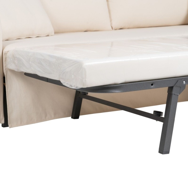 Canapé Convertible 200 x 94 x 86 cm Tissu Synthétique Crème