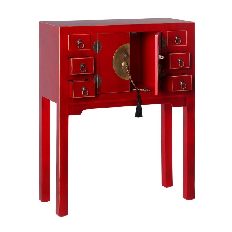 Console ORIENTE Fer Bois MDF Rouge Doré 63 x 26 x 80 cm