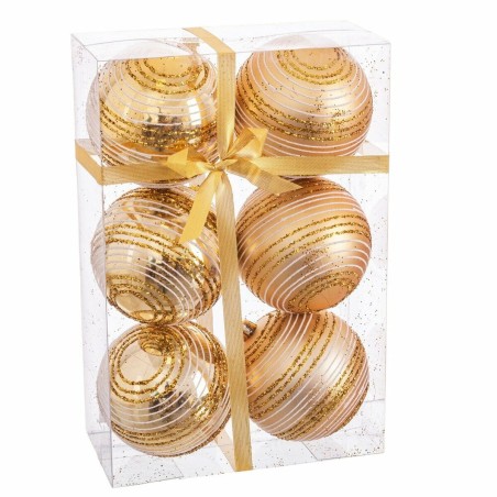 Boules de Noël Doré Plastique Spirale 8 x 8 x 8 cm (6 Unités)