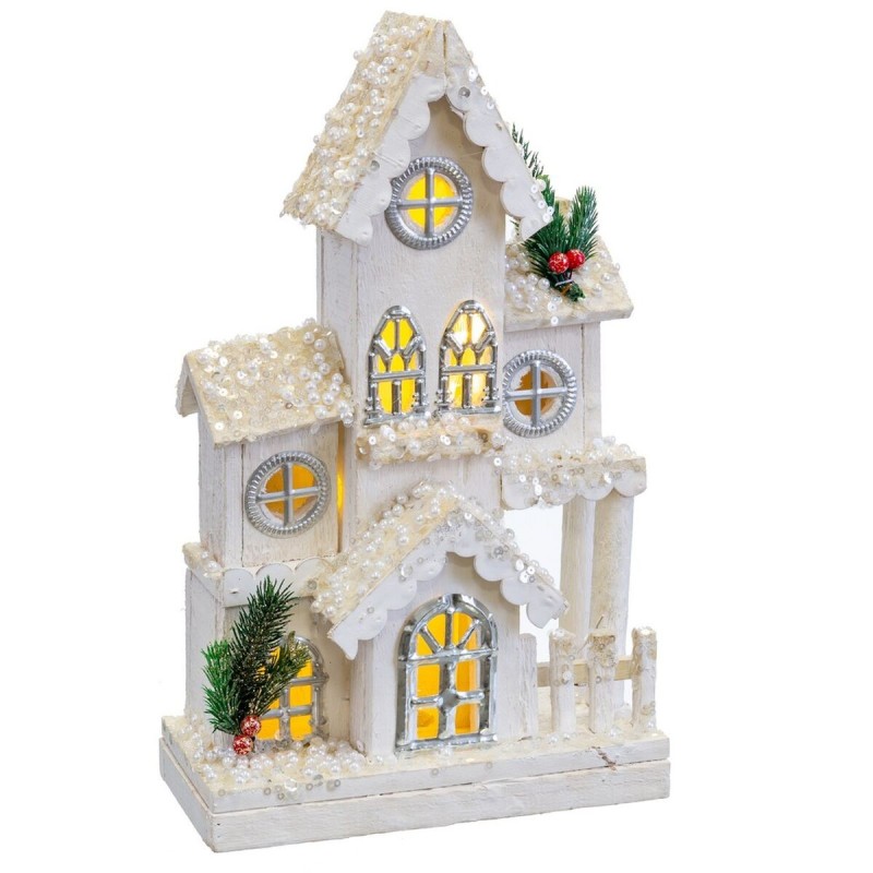 Décorations de Noël Blanc Bois Maison 24 x 11 x 39 cm