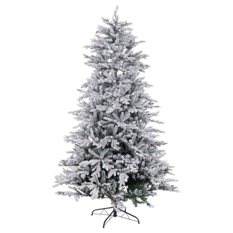 Sapin de Noël Blanc Vert PVC Métal Polyéthylène Enneigé 210 cm