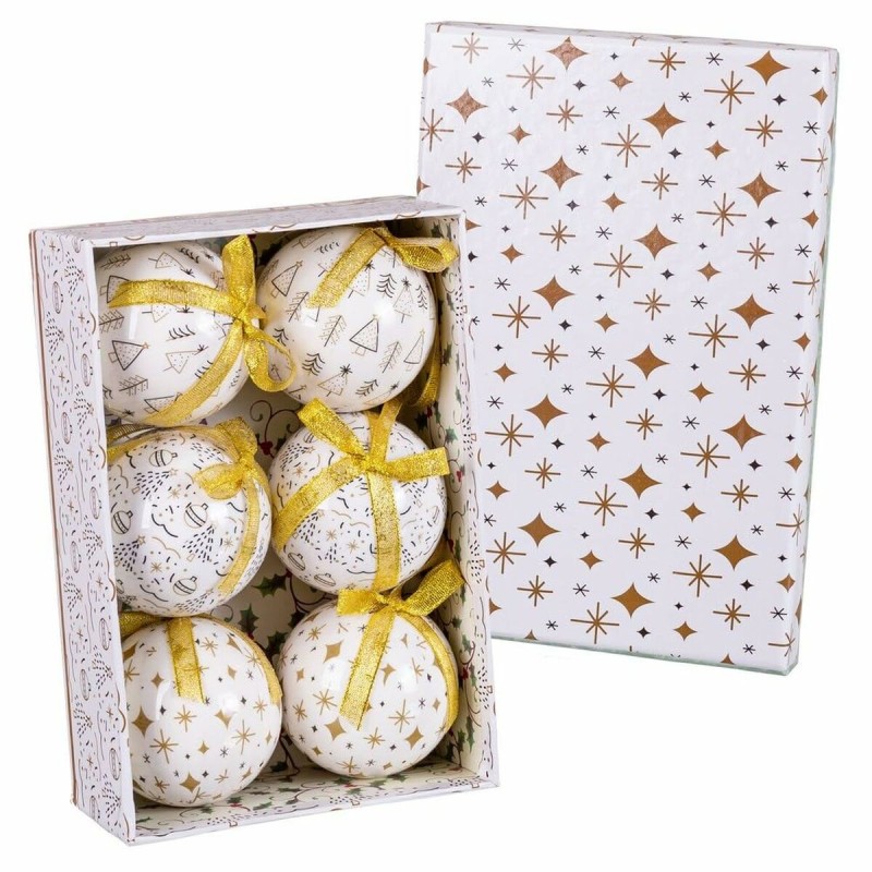 Boules de Noël Blanc Doré Papier Polyfoam 7